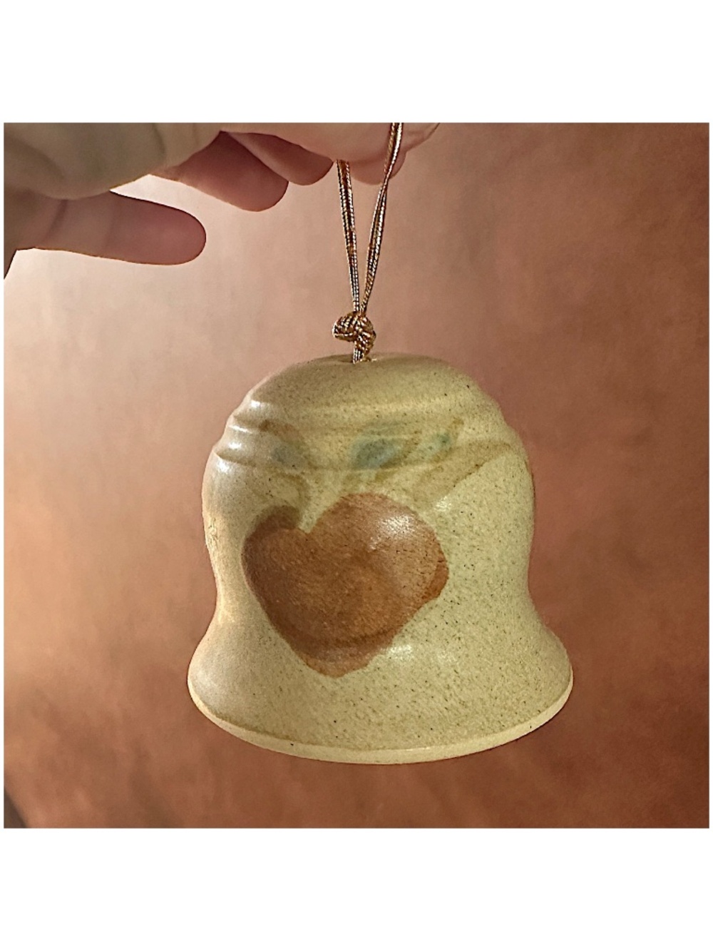 Handcrafted Stoneware Pottery Christmas Bell Ornament Home Decor